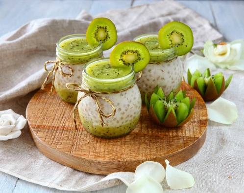 Tapiokový pudink z kokosového mléka s kiwi